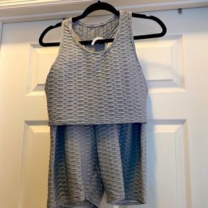 2 Piece Biker Short Set w Racer Back Top